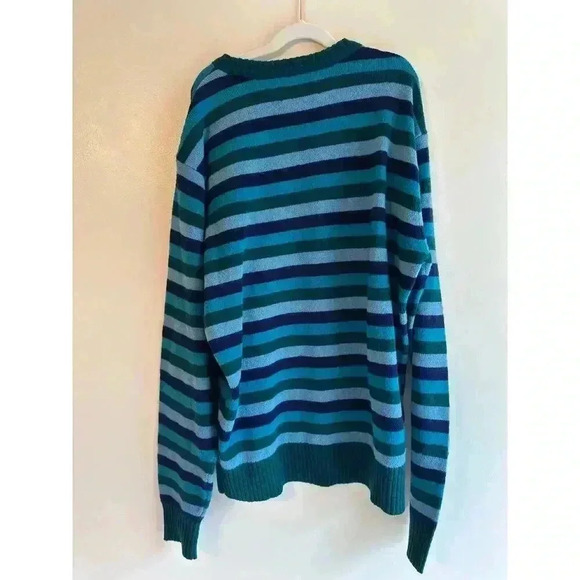 Vintage Mens Penguin 100% Lambswool Striped Grandpacore Cozy Pullover Sweater XL - Picture 2 of 4